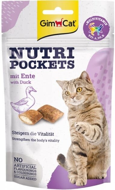 Ласощі для кішок GimCat Nutri Pockets качка + мультивітамін, 60 г