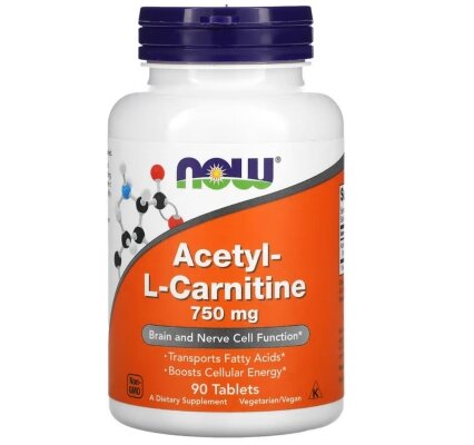 Ацетил-L Карнітін NOW Acetyl-L-Carnitine 750 мг таблетки №90