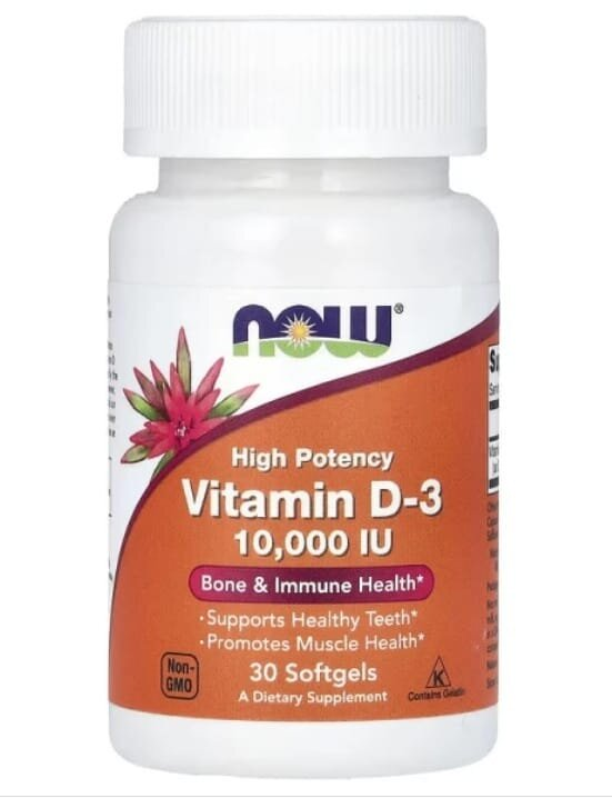 Вітамін Д-3 NOW Vitamin D-3 10000 MО м'які капсули №30