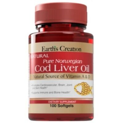 Масло печінки тріски Earth's Creation Cod Liver Oil, 100 гелевих капсул