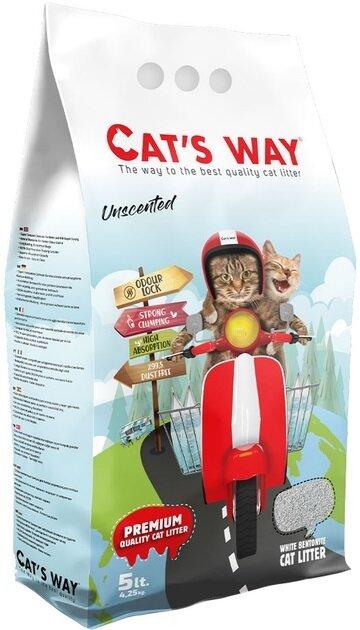 Наповнювач для котячого туалету Cat's Way бентонітовий, білі гранули, натуральний, 5 л