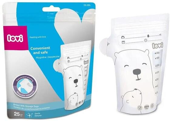 Пакети Lovi Buddy bear 12/208 для зберігання грудного молока, 25 шт