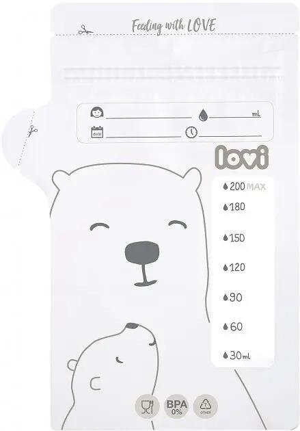 Пакети Lovi Buddy bear 12/208 для зберігання грудного молока, 25 шт