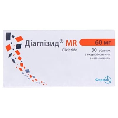 Діаглізид MR таблетки з модиф. вивіл. по 60 мг №30 (10х3)