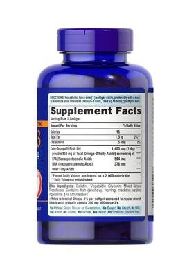 Омега-3 риб'ячий жир Puritan's Pride Omega-3 Fish Oil Triple Strength 1400 мг, 120 гелевих капсул