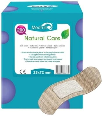 Пластир бактерицидний Medrull Natural Care на тканинній основі, розміром 2,5 см х 7,2 см, 200 штук