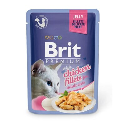 Корм вологий для кішок Brit Premium Cat pouch з філе курки в желе, 85 г