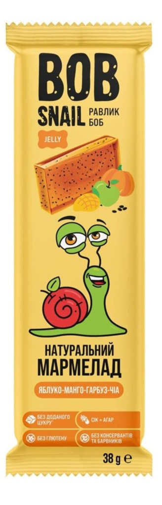Мармелад Bob Snail Jelly яблуко-манго-гарбуз-чіа, 38 г