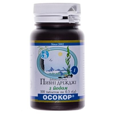 Дріжджі пивні Осокор з йодом таблетки №100 у бан.