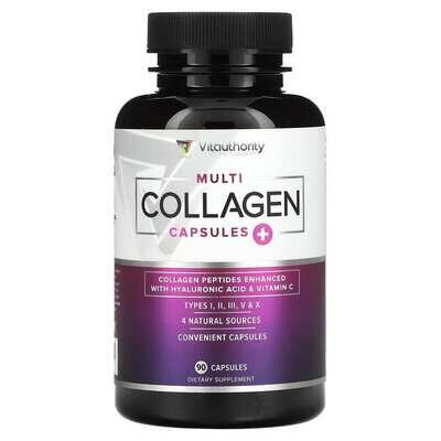 Колаген 5 типів Vitauthority Multi collagen capsules plus, 90 капсул