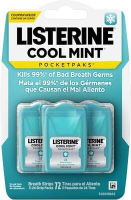 Смужки для освіження подиху Listerine Cool Mint PocketPaks м'ятні, 72 шт