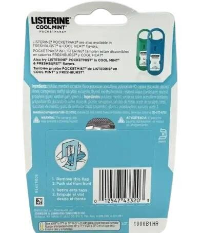Смужки для освіження подиху Listerine Cool Mint PocketPaks м'ятні, 72 шт