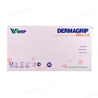 Рукавички оглядові Dermagrip Ultra LS нітрилові без пудри нестерильні, розмір M, пара