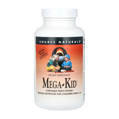 Мультивітаміни для дітей Source Naturals Mega-Kid смак ягід, 120 жувальних таблеток