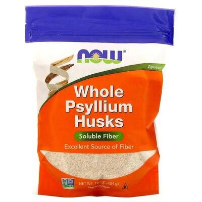 Псилліум (цілісна оболонка насіння подорожника) NOW Whole Psyllium Husks, 454 г