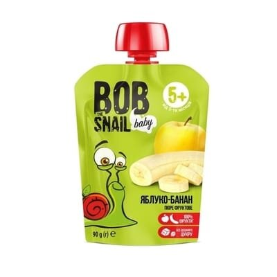 Пюре фруктове Bob Snail Baby для дітей з 5 місяців Яблуко-Банан, 90 г