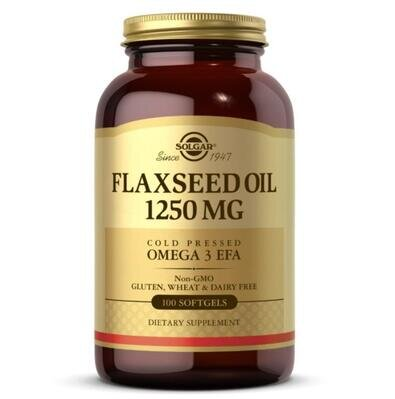 Лляна олія Solgar Flaxseed Oil 1250 мг м'які капсули №100