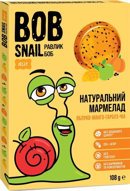 Мармелад Bob Snail Jelly яблуко-манго-гарбуз-чіа, 108 г