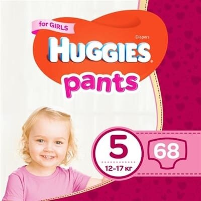 Підгузки-трусики Huggies Pants дитячі, для дівчаток, розмір 5, 12-17 кг, J-pack, 2 х 34 шт