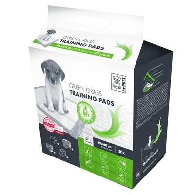 Пелюшки одноразові M-Pets Green Grass Puppy для привчання цуценят до туалету з ароматом зеленої трави, розмір 60х45 см, 30 штук