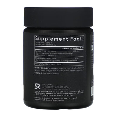 Куркумін Sports Research Turmeric Curcumin C3 Complex 500 мг, 60 капсул