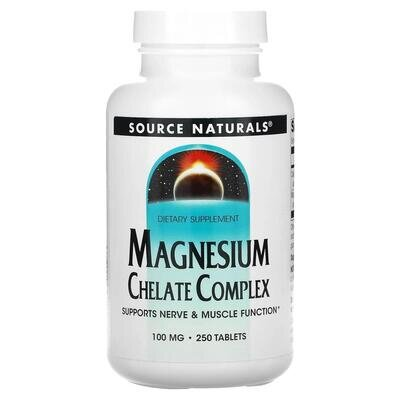 Магній хелатний Source Naturals Magnesium Chelate Complex, 250 таблеток