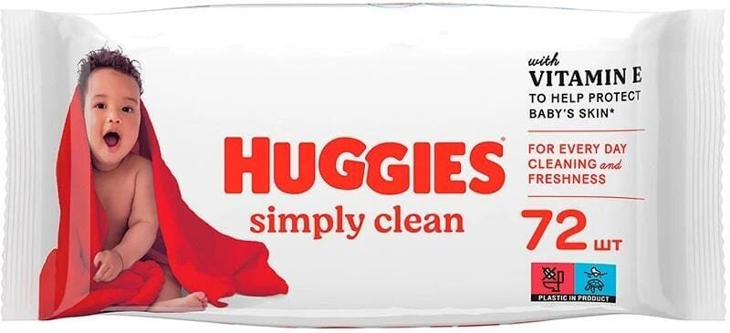 Серветки вологі Huggies Simply Clean дитячі, 72 шт
