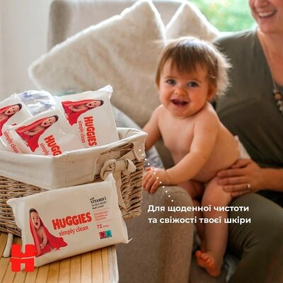 Серветки вологі Huggies Simply Clean дитячі, 72 шт