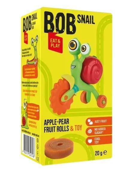 Набір Bob Snail Eat&Play Яблуко-груша натуральні цукерки 20 г + іграшка