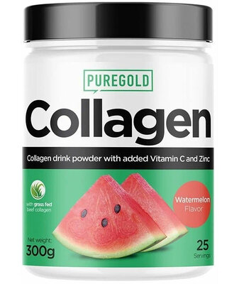 Колаген Pure Gold Collagen Watermelon з вітаміном С та цинком, зі смаком кавуна, 300 г