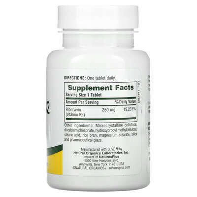 Рибофлавін Nature's Plus Vitamin B2 250 мг, 60 таблеток