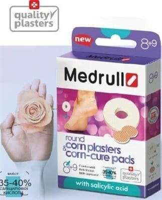 Пластир мозольний і подушка від мозолів Medrull Corn plasters & Corn-cure peads, 9 штук + 8 штук