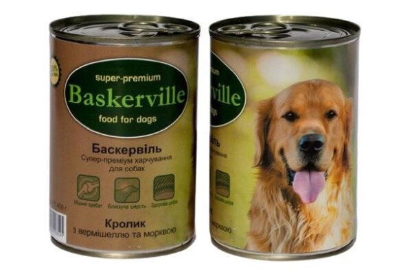 Консерви для собак Baskerville з кроликом і вермішеллю, 400 г