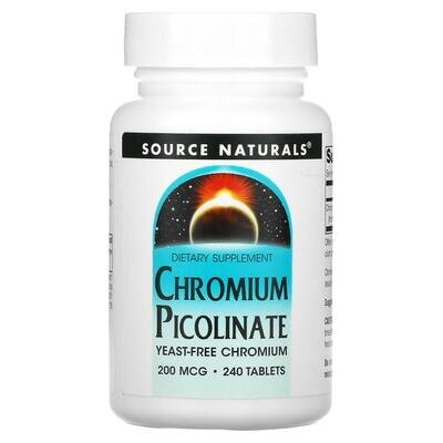 Хром піколінат Source Naturals Chromium Picolinate 200 мкг, 240 таблеток