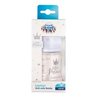 Пляшечка Canpol Babies Easystart Royal baby антиколікова з широким отвором, синя, 120 мл