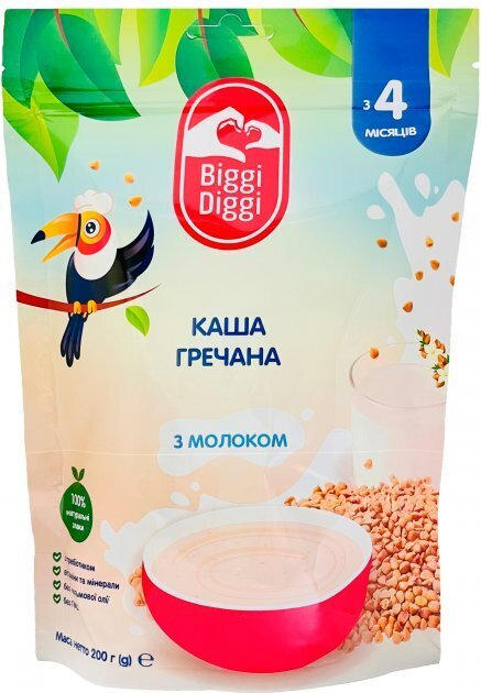 Каша молочна Biggi Diggi швидкорозчинна гречана для дітей з 4 місяців, 200 г