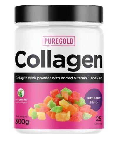 Колаген Pure Gold Collagen Tutti Frutti з вітаміном С та цинком, зі смаком тутті фрутті, 300 г