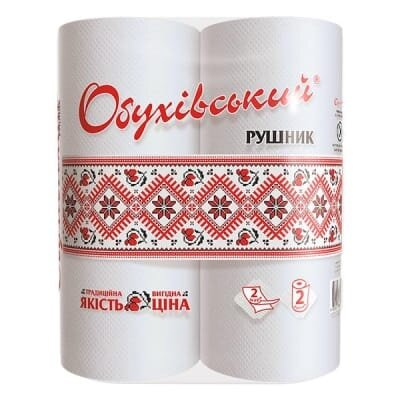 Рушники паперові Обухівські 2 шари, 36 відривів, в рулонах, 2 штуки
