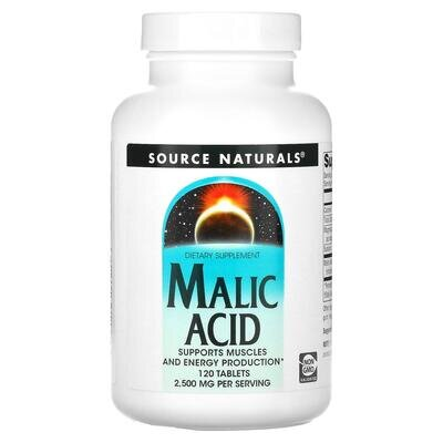 Яблучна кислота Source Naturals Malic Acid 2500 мг, 120 таблеток