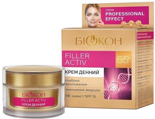 Крем для обличчя Біокон Professional Effect 55+ Filler Activ SPF15 денний, 50 мл