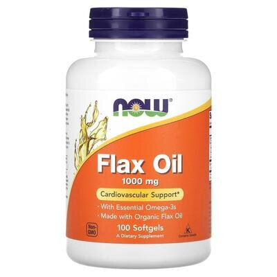 Лляна олія NOW Flax Oil 1000 мг м'які капсули №100