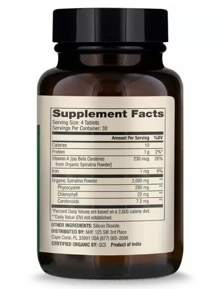Спіруліна Dr. Mercola Organic Spirulina 500 мг, 120 таблеток