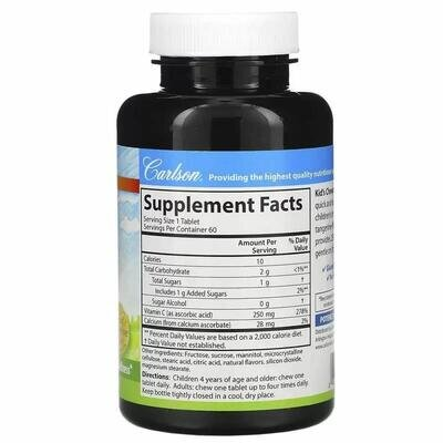 Вітамін С для дітей Carlson Labs Chewable Vitamin C цитрус, 250 мг, 60 таблеток