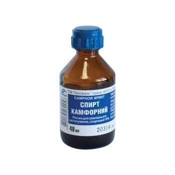 Спирт камфорний розчин д/зовн. заст., спирт. 10 % по 40 мл у флак.
