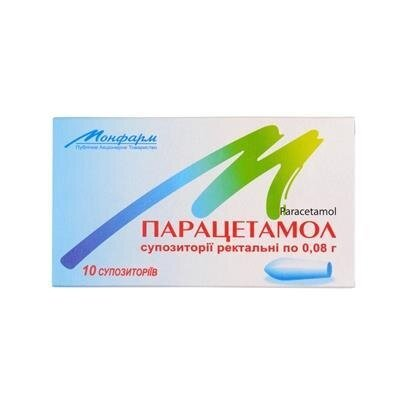 Парацетамол супозиторії рект. по 0.08 г №10 у стрип.