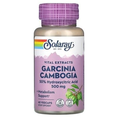 Гарцинія камбоджійська Solaray Garcinia Cambogia Fruit Extract 500 мг, 60 вегетаріанських капсул
