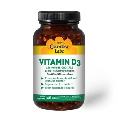 Вітамін Д3 Country Life Vitamin D3, 5000 МО, 60 капсул