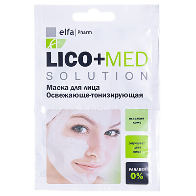 Маска для обличчя Elfa Pharm Lico + Med освіжаюче-тонізуюча, 20 мл