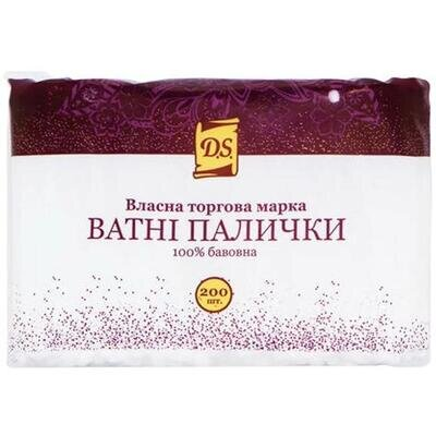Ватні палички D.S. в пакеті, 200 штук