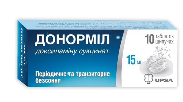 Донорміл таблетки шип. по 15 мг №10 у тубах